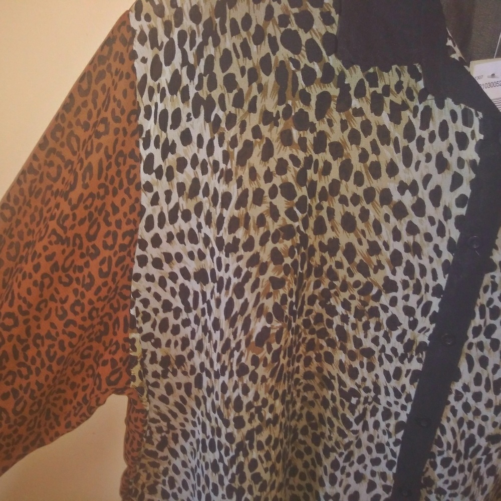 Mixed Animal Print Sheer Blouse - Picture 7 of 8